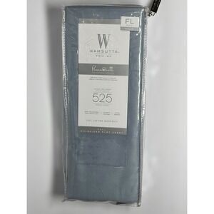 WAMSUTTA 525 Thread PIMA Cotton Blue Flat Sheet, Solid, FULL, NEW